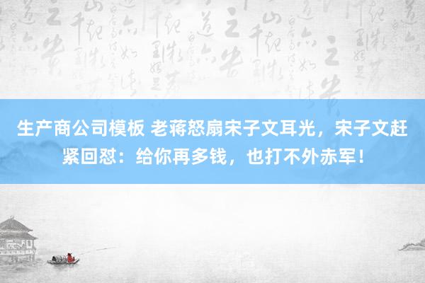 生产商公司模板 老蒋怒扇宋子文耳光，宋子文赶紧回怼：给你再多钱，也打不外赤军！