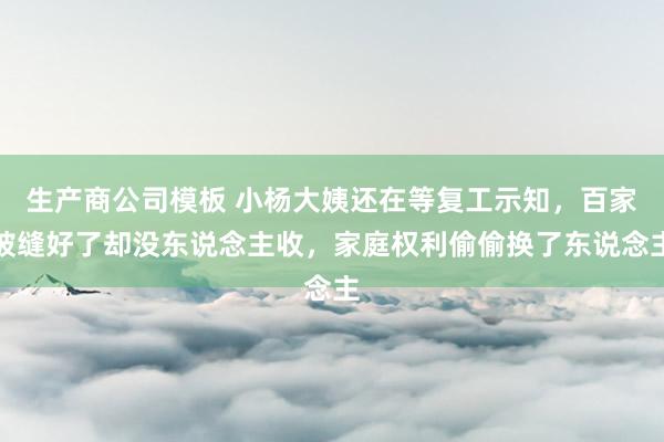 生产商公司模板 小杨大姨还在等复工示知，百家被缝好了却没东说念主收，家庭权利偷偷换了东说念主