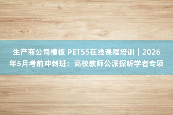 生产商公司模板 PETS5在线课程培训｜2026年5月考前冲刺班：高校教师公派探听学者专项