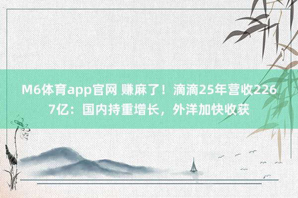 M6体育app官网 赚麻了！滴滴25年营收2267亿：国内持重增长，外洋加快收获