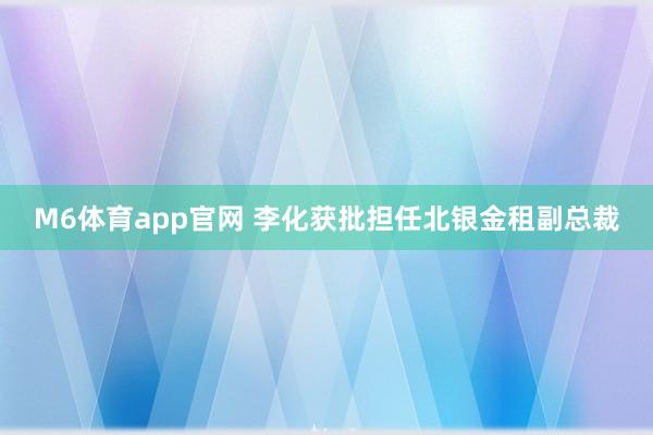 M6体育app官网 李化获批担任北银金租副总裁