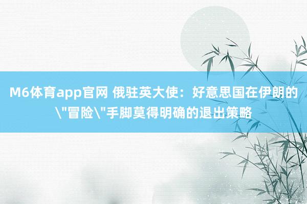 M6体育app官网 俄驻英大使：好意思国在伊朗的