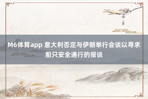 M6体育app 意大利否定与伊朗举行会谈以寻求船只安全通行的报谈