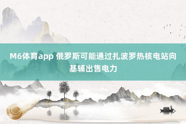 M6体育app 俄罗斯可能通过扎波罗热核电站向基辅出售电力