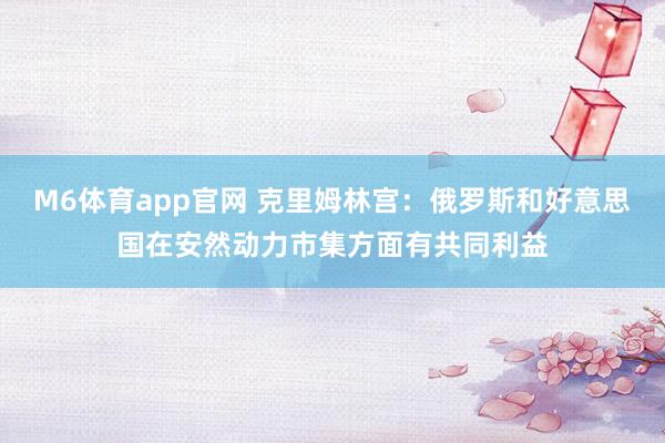 M6体育app官网 克里姆林宫：俄罗斯和好意思国在安然动力市集方面有共同利益