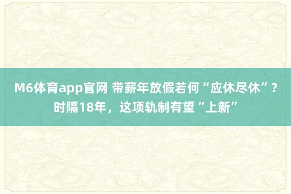 M6体育app官网 带薪年放假若何“应休尽休”？时隔18年，这项轨制有望“上新”