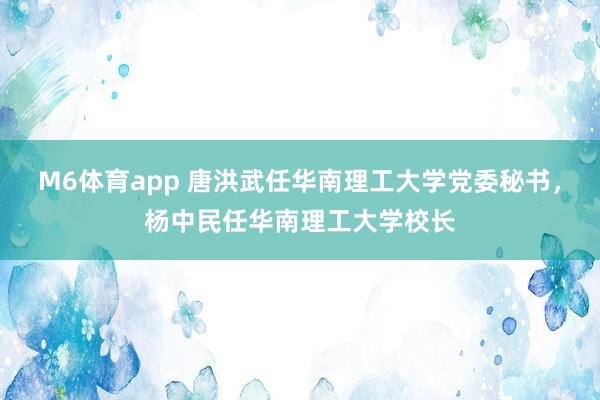 M6体育app 唐洪武任华南理工大学党委秘书，杨中民任华南理工大学校长