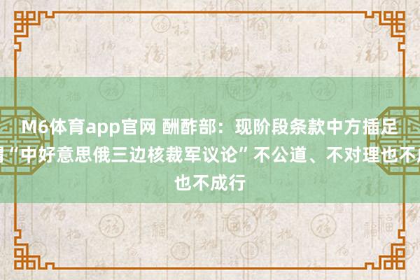 M6体育app官网 酬酢部：现阶段条款中方插足所谓“中好意思俄三边核裁军议论”不公道、不对理也不成行