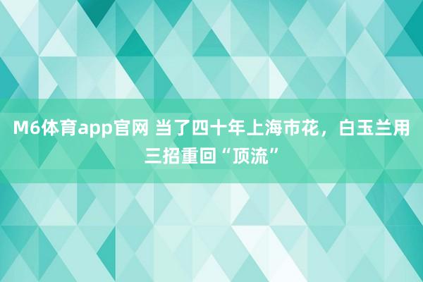 M6体育app官网 当了四十年上海市花，白玉兰用三招重回“顶流”