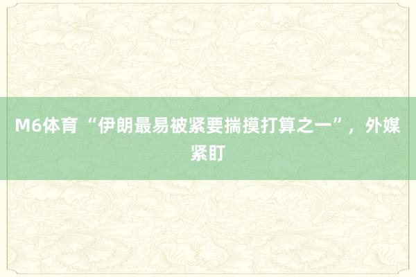 M6体育 “伊朗最易被紧要揣摸打算之一”，外媒紧盯