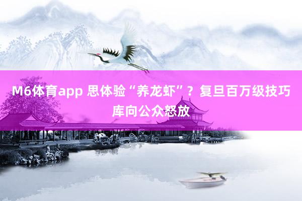 M6体育app 思体验“养龙虾”？复旦百万级技巧库向公众怒放