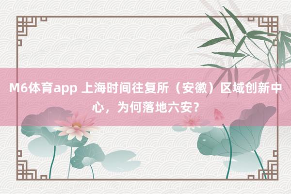M6体育app 上海时间往复所（安徽）区域创新中心，为何落地六安？
