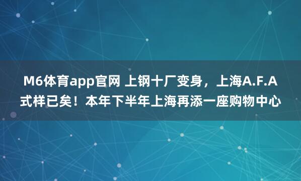 M6体育app官网 上钢十厂变身，上海A.F.A式样已矣！本年下半年上海再添一座购物中心