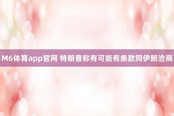 M6体育app官网 特朗普称有可能有条款同伊朗洽商
