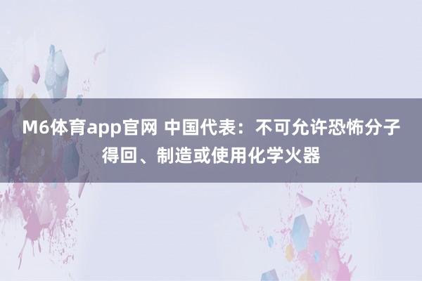 M6体育app官网 中国代表：不可允许恐怖分子得回、制造或使用化学火器
