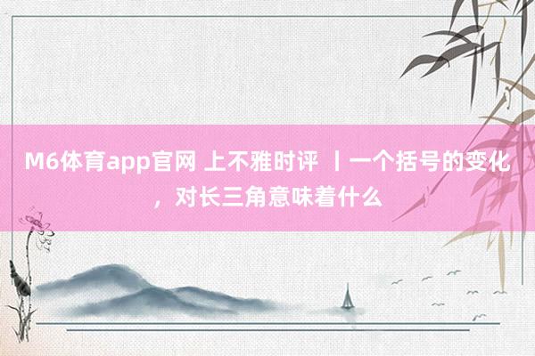 M6体育app官网 上不雅时评 丨一个括号的变化，对长三角意味着什么