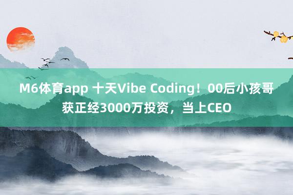 M6体育app 十天Vibe Coding！00后小孩哥获正经3000万投资，当上CEO