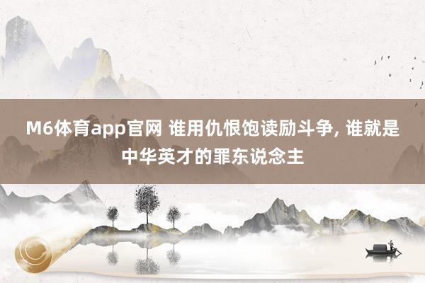 M6体育app官网 谁用仇恨饱读励斗争， 谁就是中华英才的罪东说念主