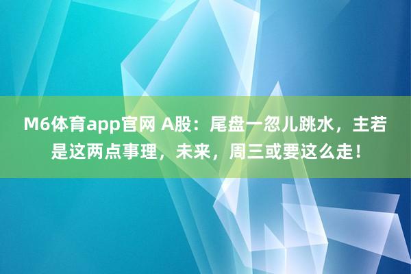 M6体育app官网 A股：尾盘一忽儿跳水，主若是这两点事理，未来，周三或要这么走！