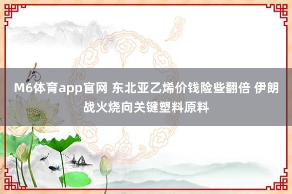 M6体育app官网 东北亚乙烯价钱险些翻倍 伊朗战火烧向关键塑料原料