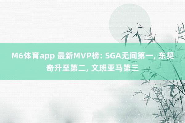 M6体育app 最新MVP榜: SGA无间第一， 东契奇升至第二， 文班亚马第三