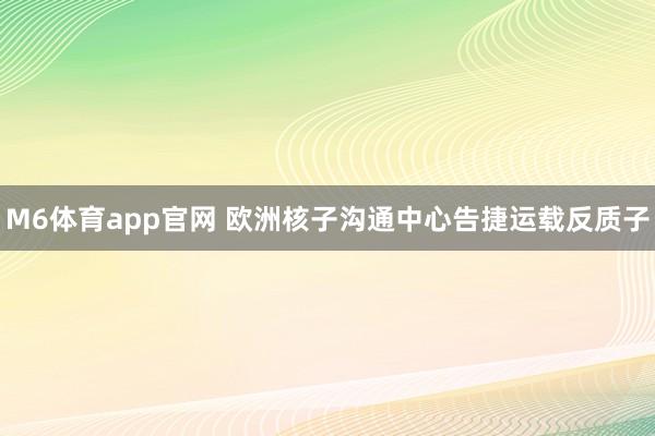 M6体育app官网 欧洲核子沟通中心告捷运载反质子