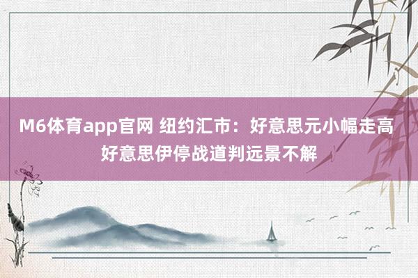 M6体育app官网 纽约汇市：好意思元小幅走高 好意思伊停战道判远景不解