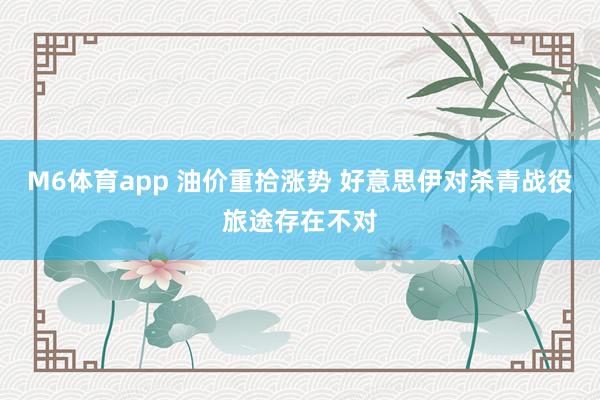 M6体育app 油价重拾涨势 好意思伊对杀青战役旅途存在不对