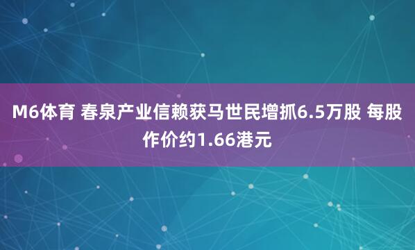 M6体育 春泉产业信赖获马世民增抓6.5万股 每股作价约1.66港元