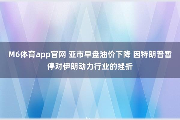 M6体育app官网 亚市早盘油价下降 因特朗普暂停对伊朗动力行业的挫折