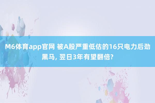 M6体育app官网 被A股严重低估的16只电力后劲黑马， 翌日3年有望翻倍?