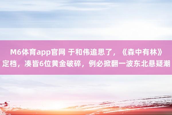M6体育app官网 于和伟追思了，《森中有林》定档，凑皆6位黄金破碎，例必掀翻一波东北悬疑潮