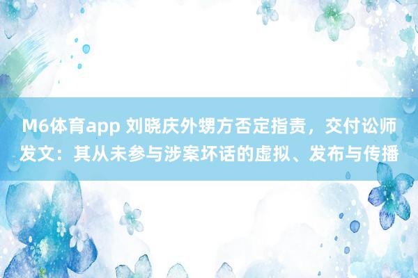 M6体育app 刘晓庆外甥方否定指责，交付讼师发文：其从未参与涉案坏话的虚拟、发布与传播