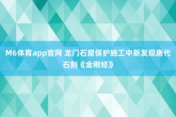M6体育app官网 龙门石窟保护施工中新发现唐代石刻《金刚经》