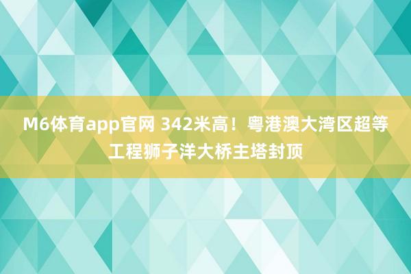 M6体育app官网 342米高！粤港澳大湾区超等工程狮子洋大桥主塔封顶