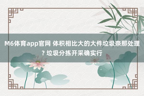 M6体育app官网 体积相比大的大件垃圾奈那处理? 垃圾分拣开采确实行