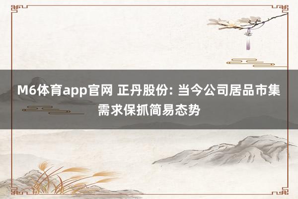 M6体育app官网 正丹股份: 当今公司居品市集需求保抓简易态势