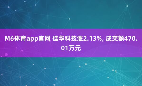 M6体育app官网 佳华科技涨2.13%， 成交额470.01万元
