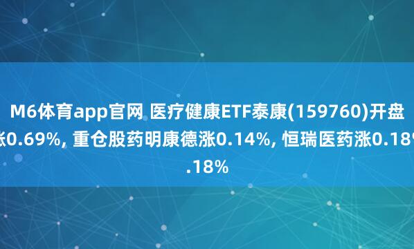 M6体育app官网 医疗健康ETF泰康(159760)开盘涨0.69%， 重仓股药明康德涨0.14%， 恒瑞医药涨0.18%