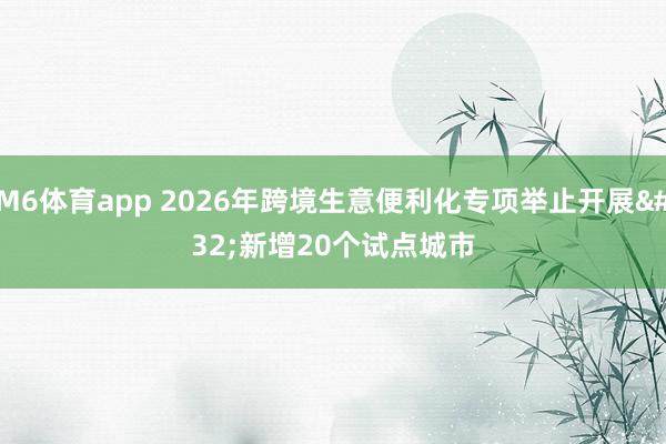 M6体育app 2026年跨境生意便利化专项举止开展 新增20个试点城市