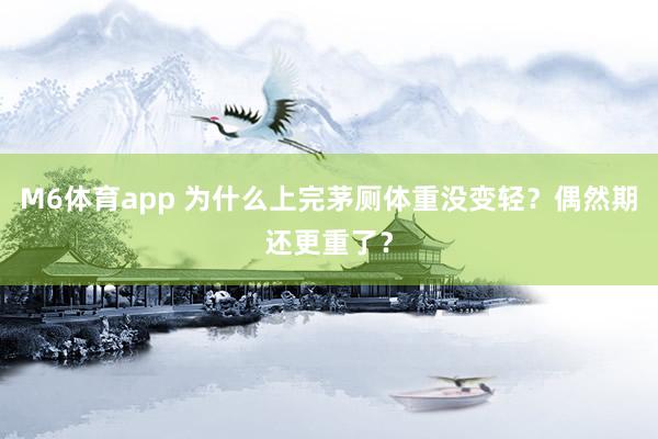 M6体育app 为什么上完茅厕体重没变轻？偶然期还更重了？