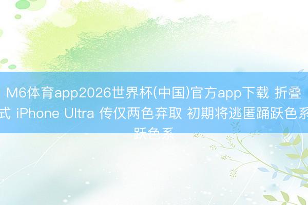 M6体育app2026世界杯(中国)官方app下载 折叠式 iPhone Ultra 传仅两色弃取 初期将逃匿踊跃色系