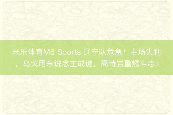 米乐体育M6 Sports 辽宁队危急！主场失利，乌戈用东说念主成谜，高诗岩重燃斗志！