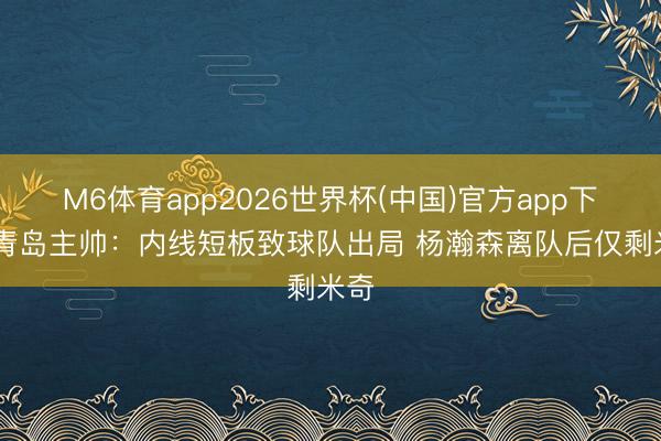 M6体育app2026世界杯(中国)官方app下载 青岛主帅：内线短板致球队出局 杨瀚森离队后仅剩米奇