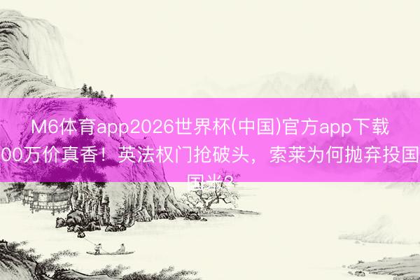 M6体育app2026世界杯(中国)官方app下载 2000万价真香！英法权门抢破头，索莱为何抛弃投国米？