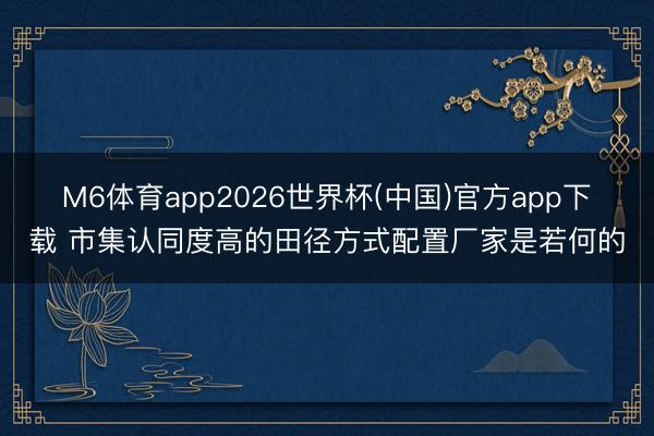 M6体育app2026世界杯(中国)官方app下载 市集认同度高的田径方式配置厂家是若何的