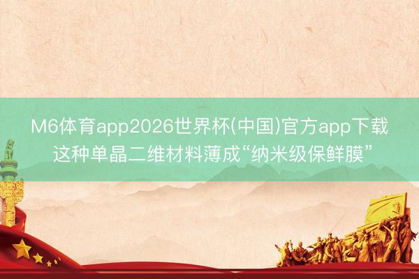 M6体育app2026世界杯(中国)官方app下载 这种单晶二维材料薄成“纳米级保鲜膜”