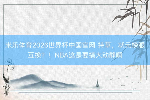 米乐体育2026世界杯中国官网 持草，状元榜眼互换？！NBA这是要搞大动静啊