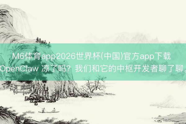 M6体育app2026世界杯(中国)官方app下载 OpenClaw 凉了吗？我们和它的中枢开发者聊了聊。