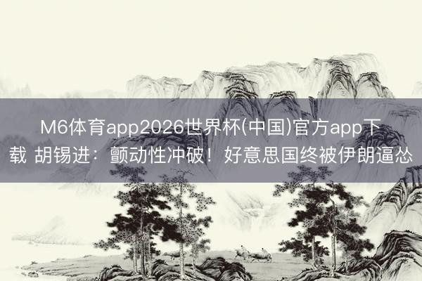 M6体育app2026世界杯(中国)官方app下载 胡锡进：颤动性冲破！好意思国终被伊朗逼怂